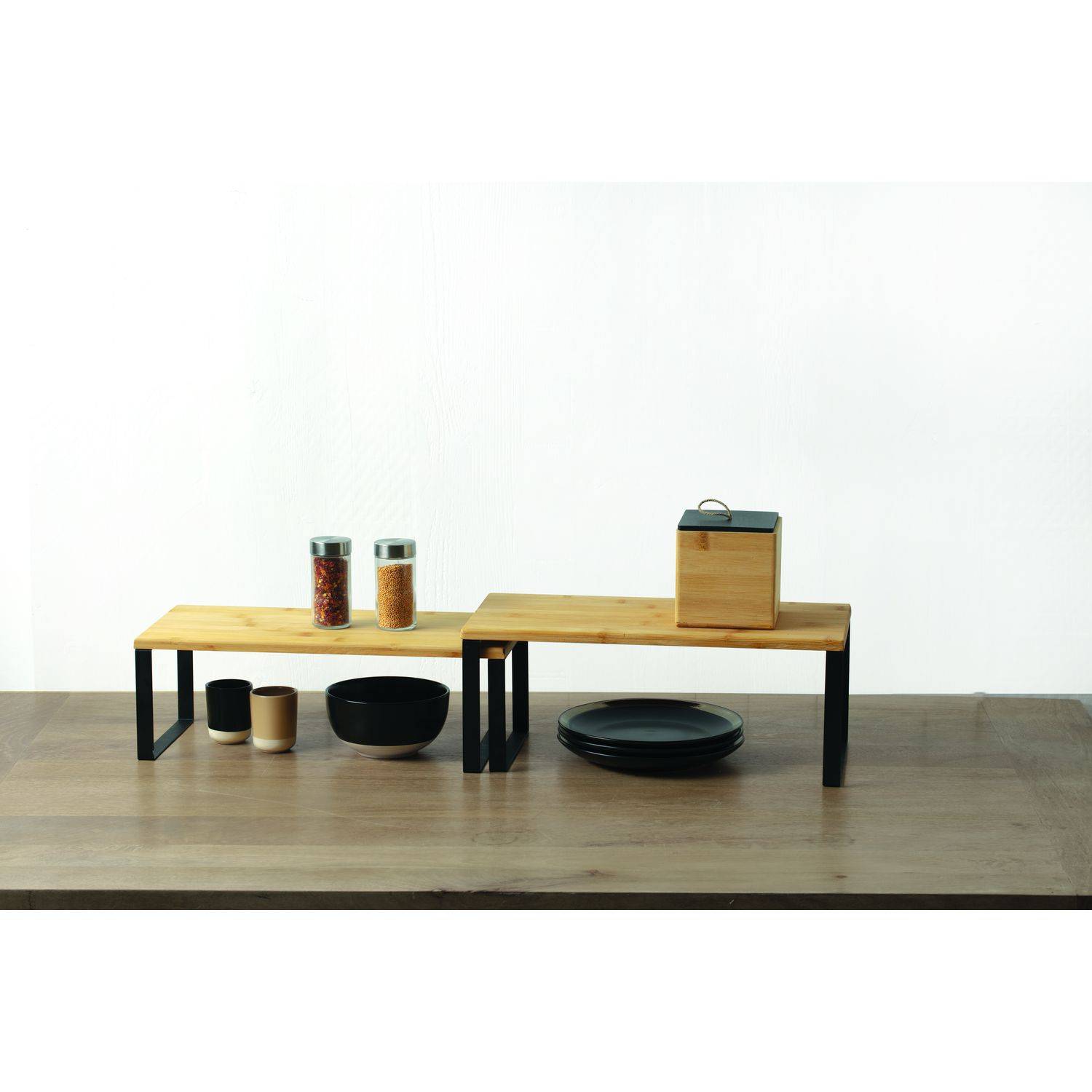 Lot de 2 étagères de cuisine Nera en bambou et métal - Five Simply Smart - Image 2