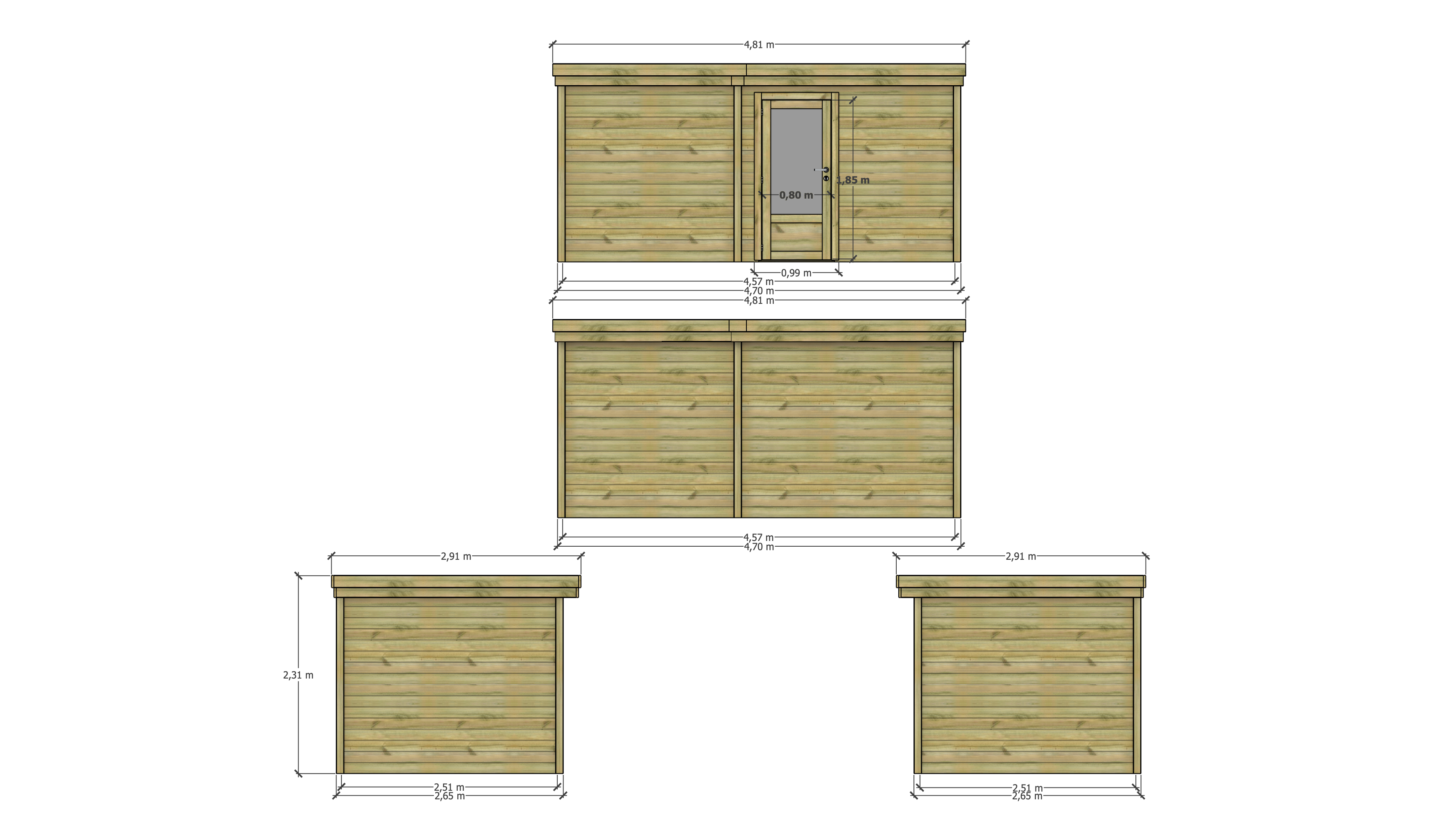 Abri Français - ABRI DE JARDIN bois Pin traité autoclave 27mm - 4,695x2,64m / 12m2 - Bac acier - Abri Français - Image 4