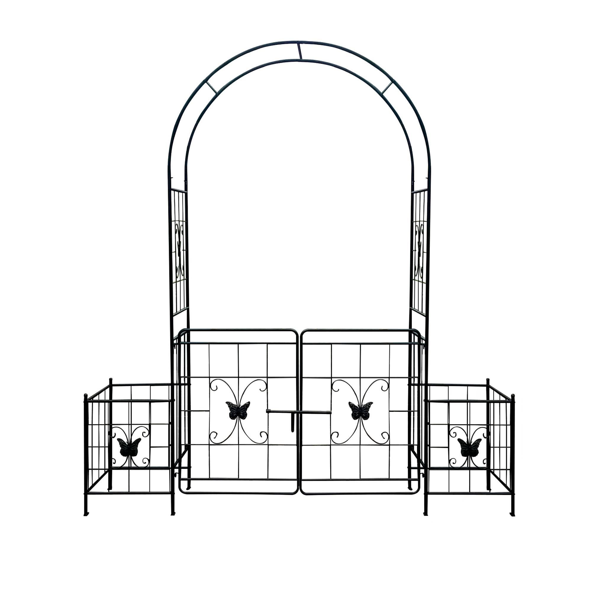 Arche Jardin avec Portillon Métal Extérieur Support Plantes Grimpantes 200x218cm Noir - ComfortXL Outdoor Living - Image 2