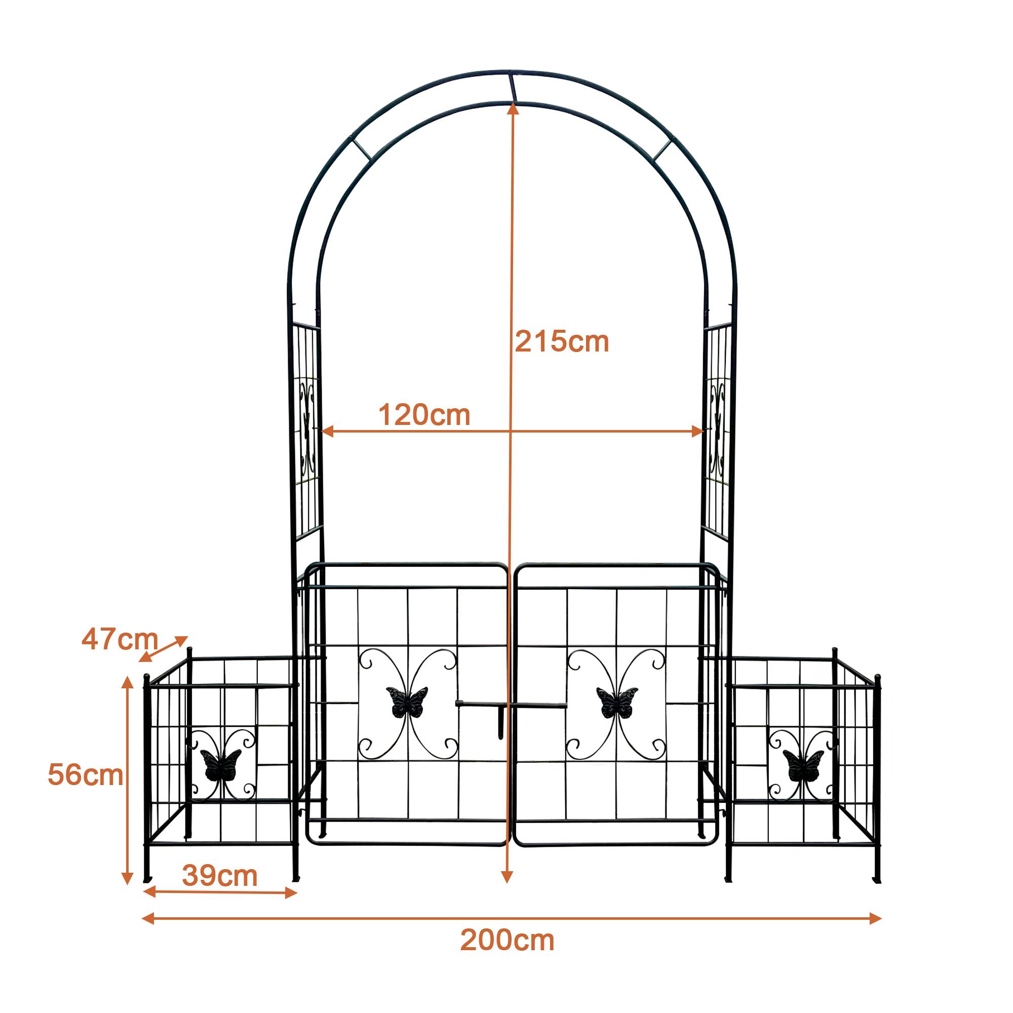 Arche Jardin avec Portillon Métal Extérieur Support Plantes Grimpantes 200x218cm Noir - ComfortXL Outdoor Living - Image 3