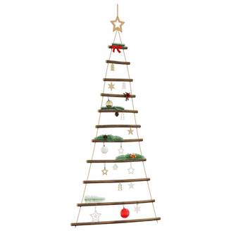 Sapin de Noël Mural Suspendu en Bois Naturel Décoration Rustique 150 cm – ComfortXL Outdoor Living
