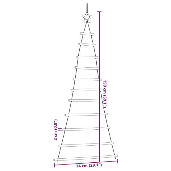 Sapin de Noël Mural Suspendu en Bois Naturel Décoration Rustique 150 cm – ComfortXL Outdoor Living - Image 8