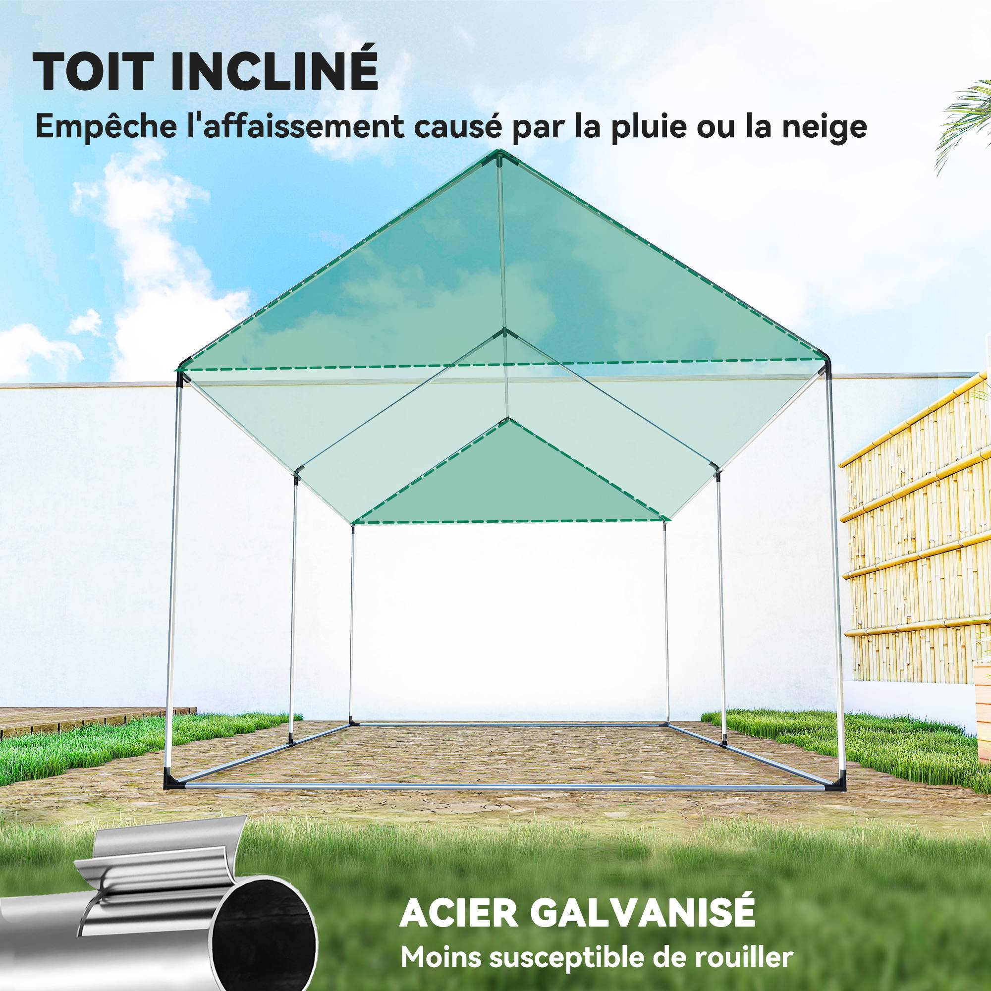 Outsunny - Serre de jardin tunnel 2x3m 6m² avec porte enroulable 4 fenêtres Acier galvanisé PE HD Blanc - Outsunny - Image 4