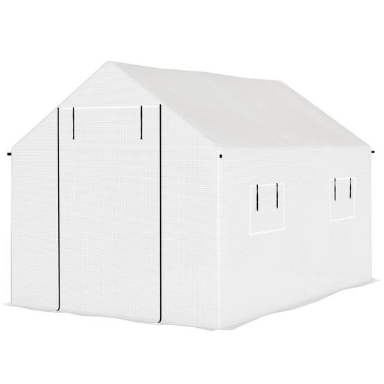 Outsunny - Serre de jardin tunnel 2x3m 6m² avec porte enroulable 4 fenêtres Acier galvanisé PE HD Blanc - Outsunny - Image 1