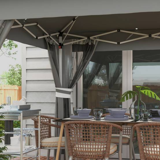 Tonnelle Pliante Jardin LED Solaire 3,3x3,3m Moustiquaires & Lestage - ComfortXL Outdoor Living - Image 8