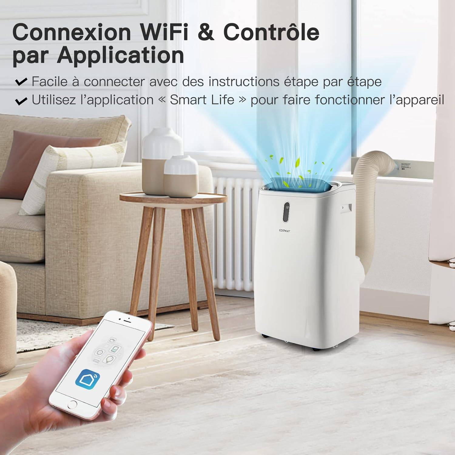 Climatiseur Mobile Silencieux 5 en 1 Ventilateur Déshumidificateur Rafraîchisseur d’Air, Chauffage Climatisation Mobile 14000 BTU Classe énergétique A - Image 5