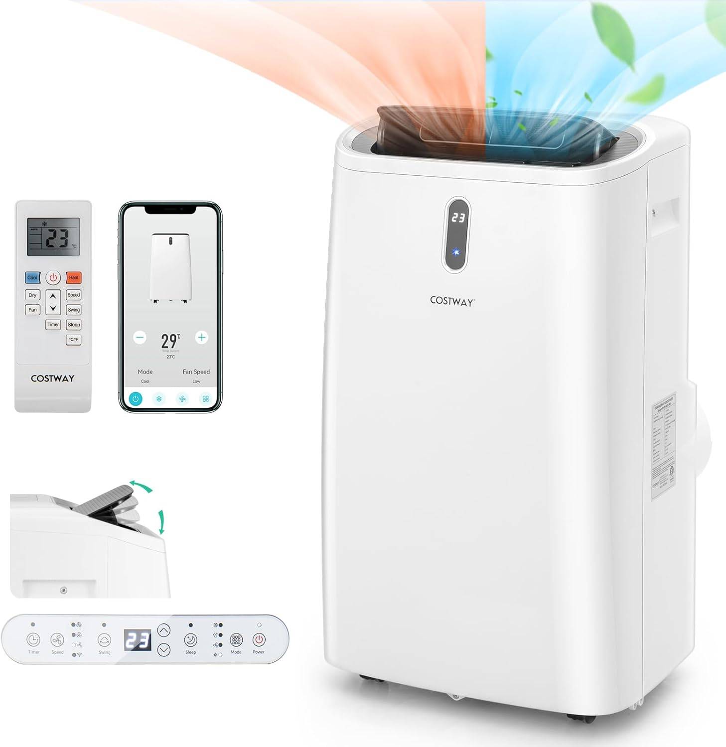 Climatiseur Mobile Silencieux 5 en 1 Ventilateur Déshumidificateur Rafraîchisseur d’Air, Chauffage Climatisation Mobile 14000 BTU Classe énergétique A - Image 1