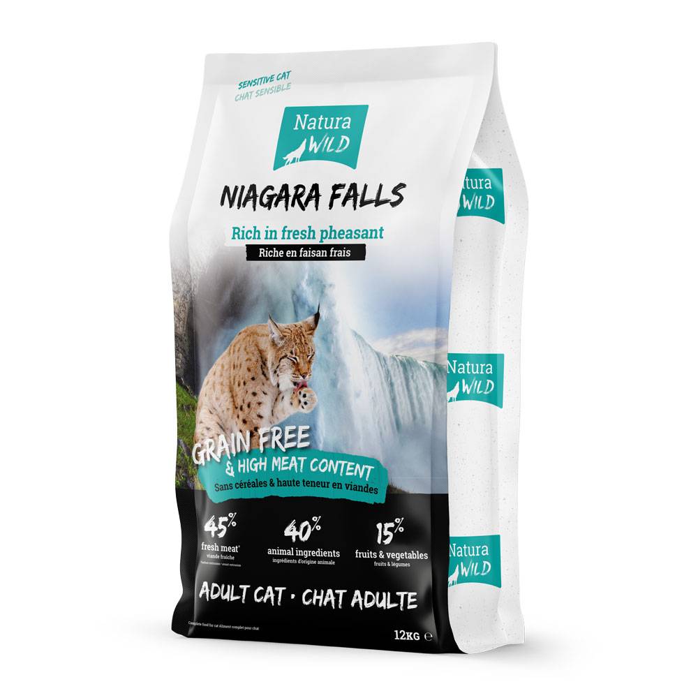0 - Croquettes sans céréales au faisan pour chat adulte Natura Wild Niagara Falls 12kg
