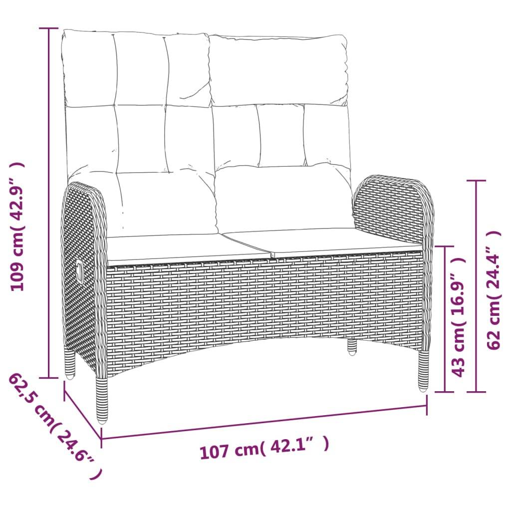 Vidaxl - Ensemble à manger jardin et coussins 2 pcs-Salons de jardin gris rotin 206983 - Image 7