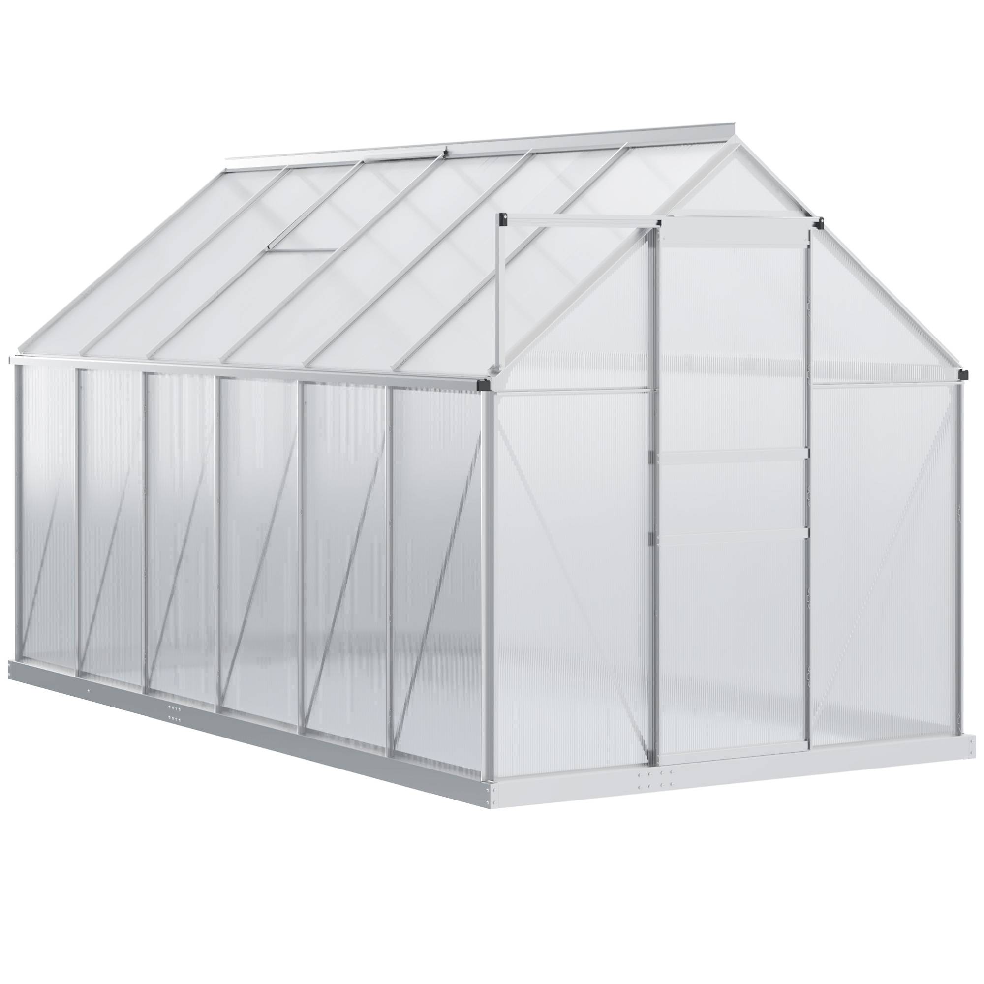 Serre de Jardin Polycarbonate 7,1m² Aluminium avec base et lucarne réglable 1,9x3,75x1,99m - ComfortXL Outdoor Living - Image 2
