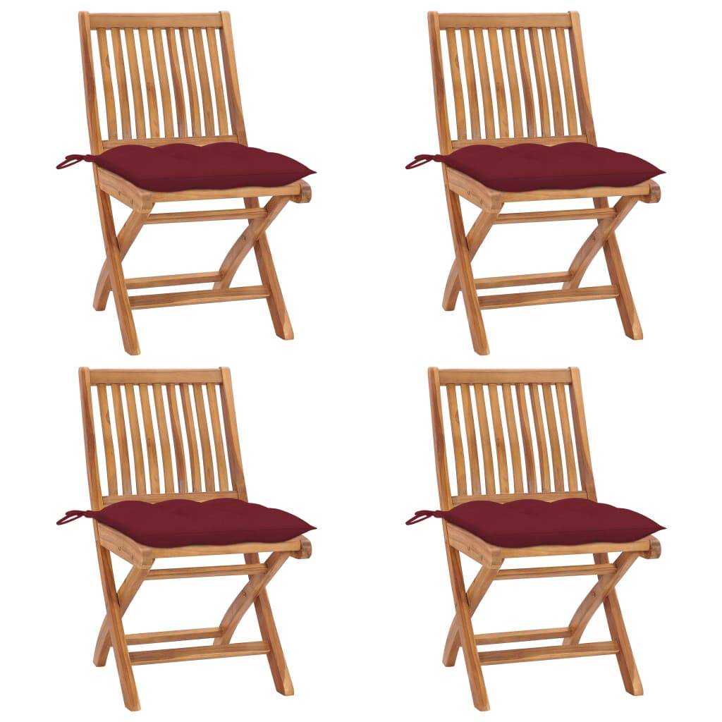 PANGIVO - Lot de 4 chaises de jardin pliables teck rouge bordeaux 46.5 x 58 x 88 cm - PANGIVO - Image 1