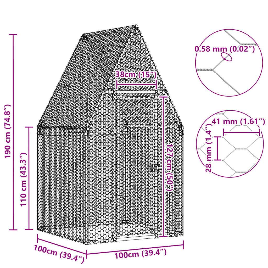 Vidaxl - Cage pour poules argenté 100x100x190 cm acier galvanisé vidaXL 172549 - Image 3