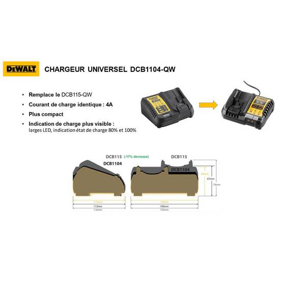 Chargeur universel DEWALT XR - 12V / 18V - DCB1104-QW - Image 2