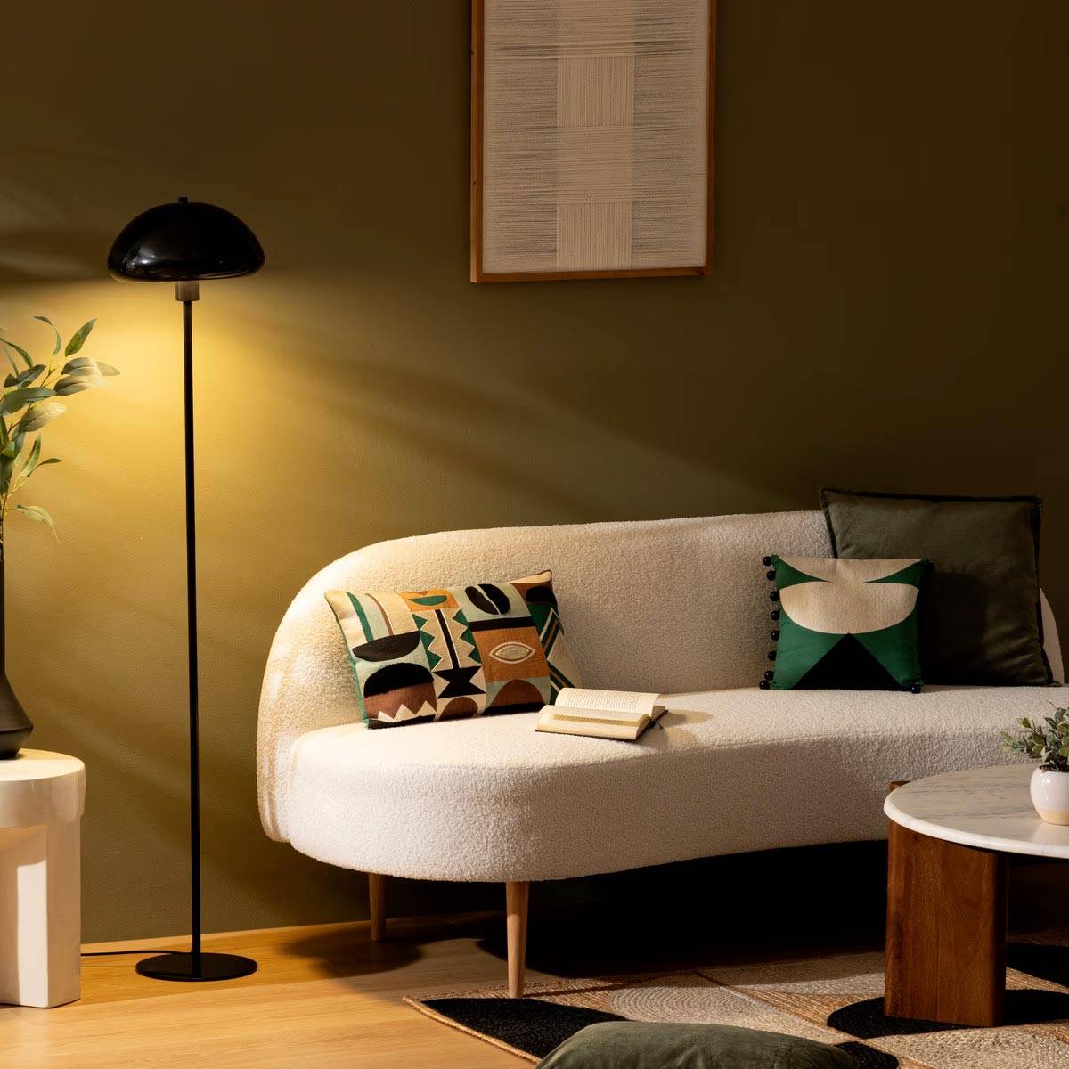Lampadaire Droit Champignon "Savio" 140cm Noir - Image 5