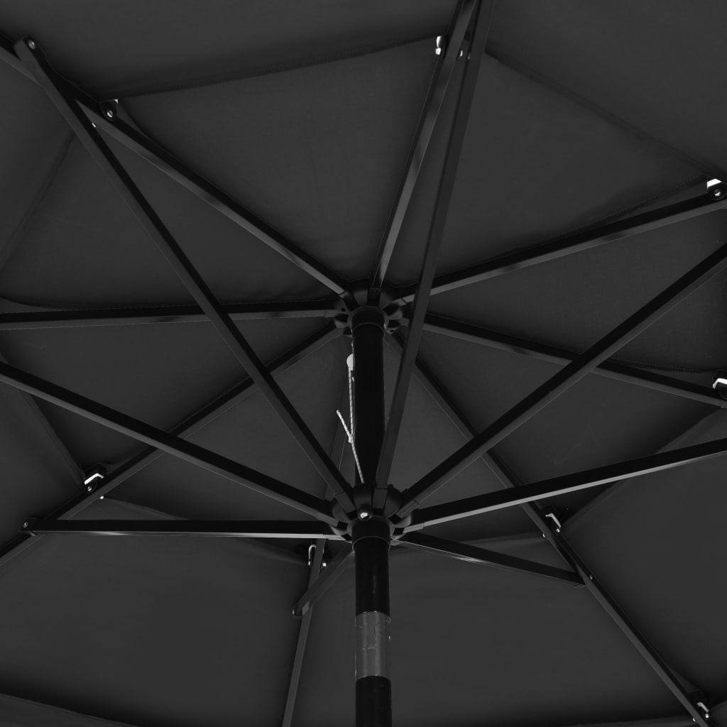 Vidaxl - Parasol de jardin à 3 niveaux avec mât en aluminium anthracite vidaXL 313870 - Image 2