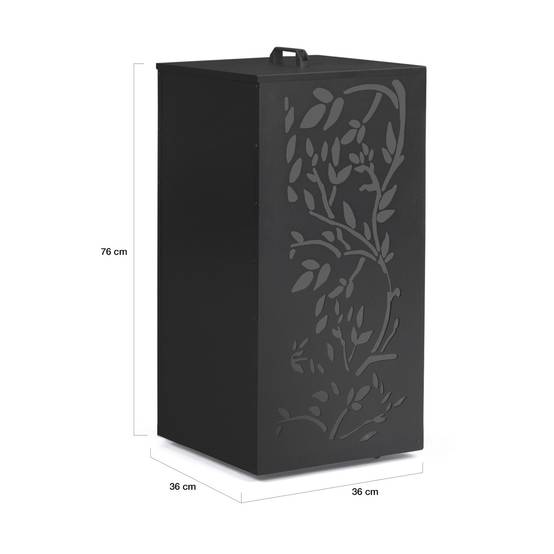 IDMARKET - Réservoir à granulés 45 kg noir rangement à pellets 36 x 36 x 76 cm - motif floral - Image 4