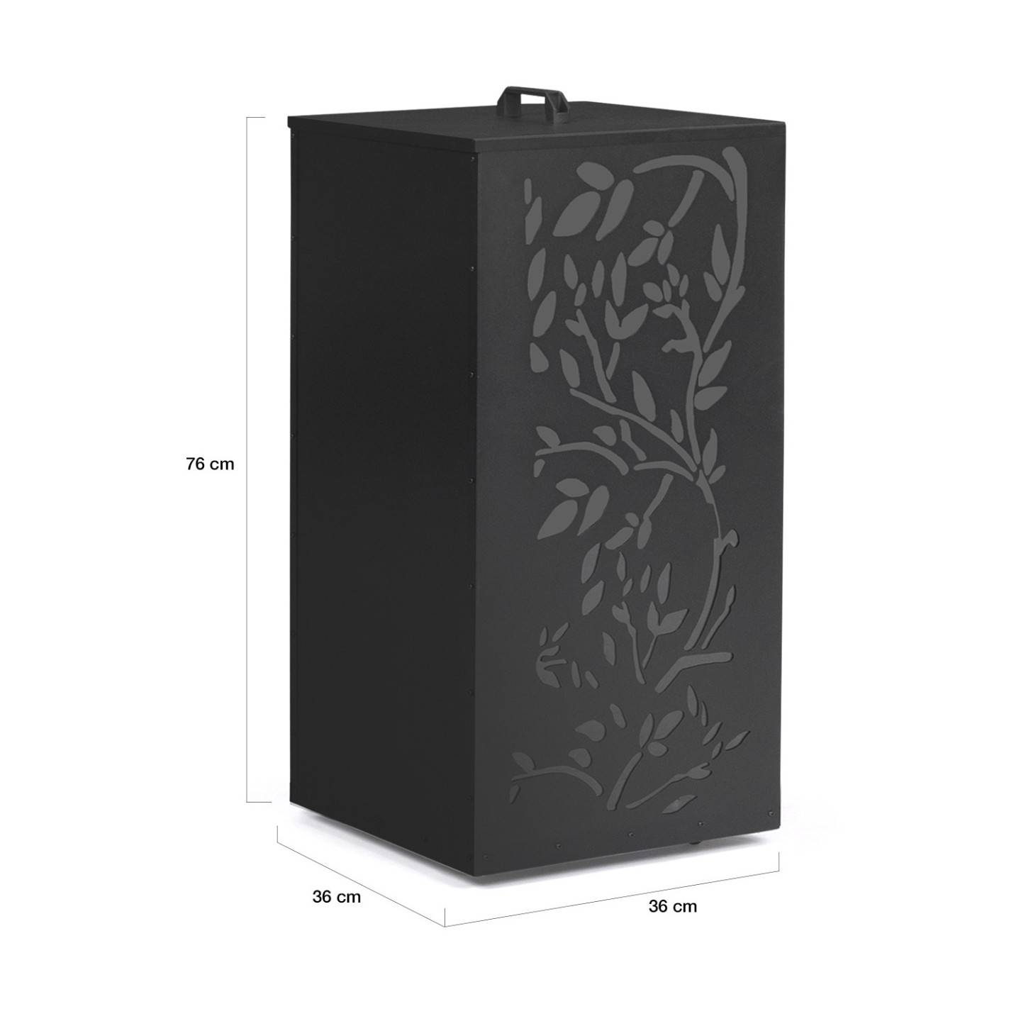 IDMARKET - Réservoir à granulés 45 kg noir rangement à pellets 36 x 36 x 76 cm - motif floral - Image 4