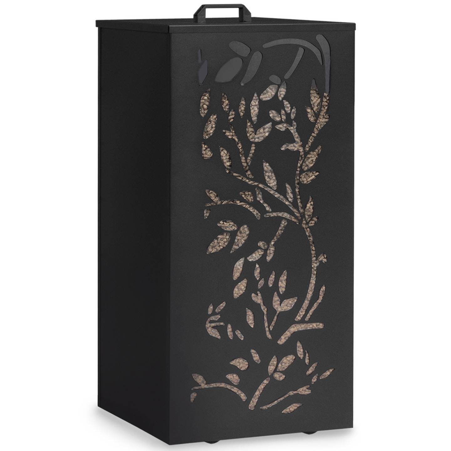 IDMARKET - Réservoir à granulés 45 kg noir rangement à pellets 36 x 36 x 76 cm - motif floral - Image 2