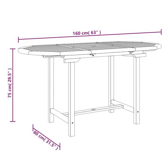 Table extensible de jardin | Table d'extérieur 110-160x80x75 cm bois de teck solide - Image 8