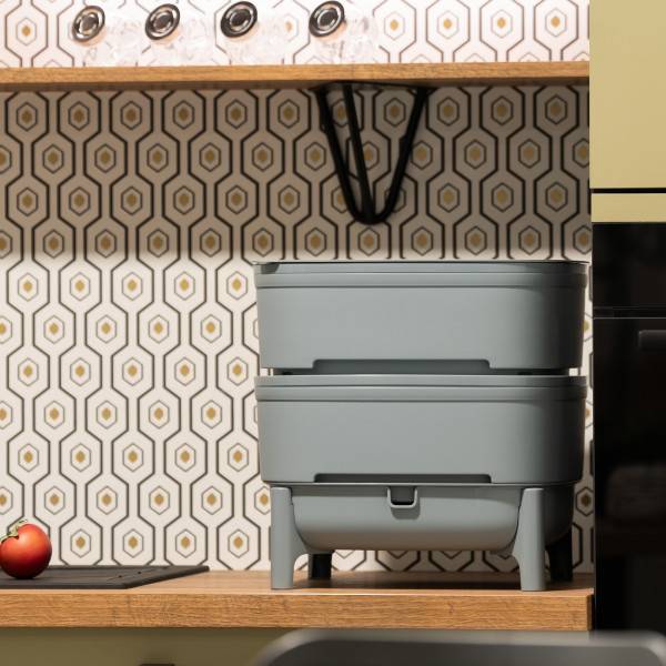 WORMcube Gris Design & Compact I Lombricomposteur 2 plateaux - Image 4