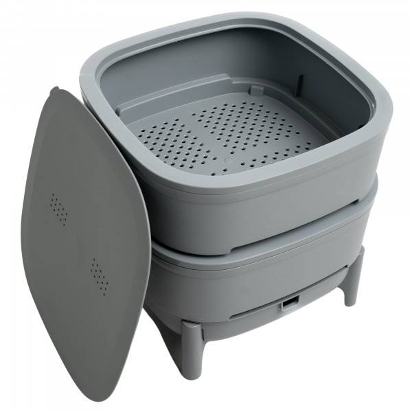 WORMcube Gris Design & Compact I Lombricomposteur 2 plateaux - Image 2
