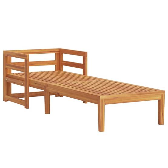 Chaise longue | Transat | Bain de soleil avec coussins blanc crème Bois d'acacia solide - Image 4