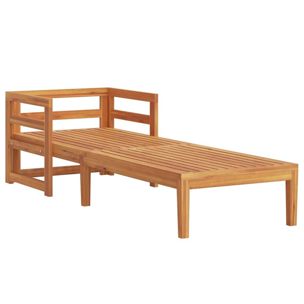 Chaise longue | Transat | Bain de soleil avec coussins blanc crème Bois d'acacia solide - Image 4