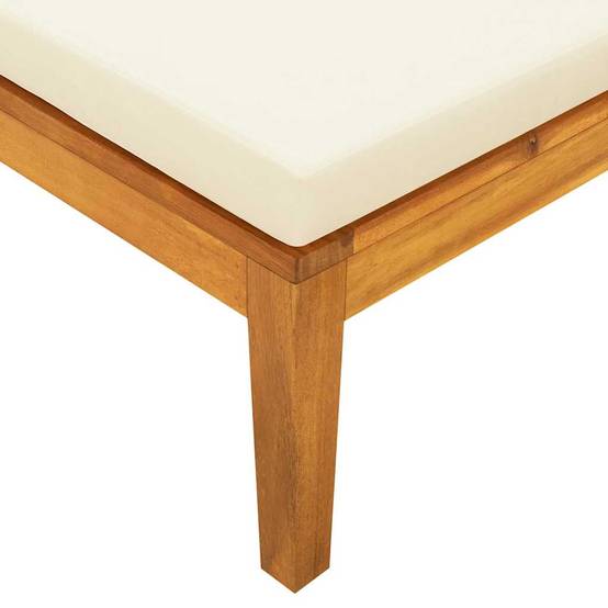 Chaise longue | Transat | Bain de soleil avec coussins blanc crème Bois d'acacia solide - Image 8