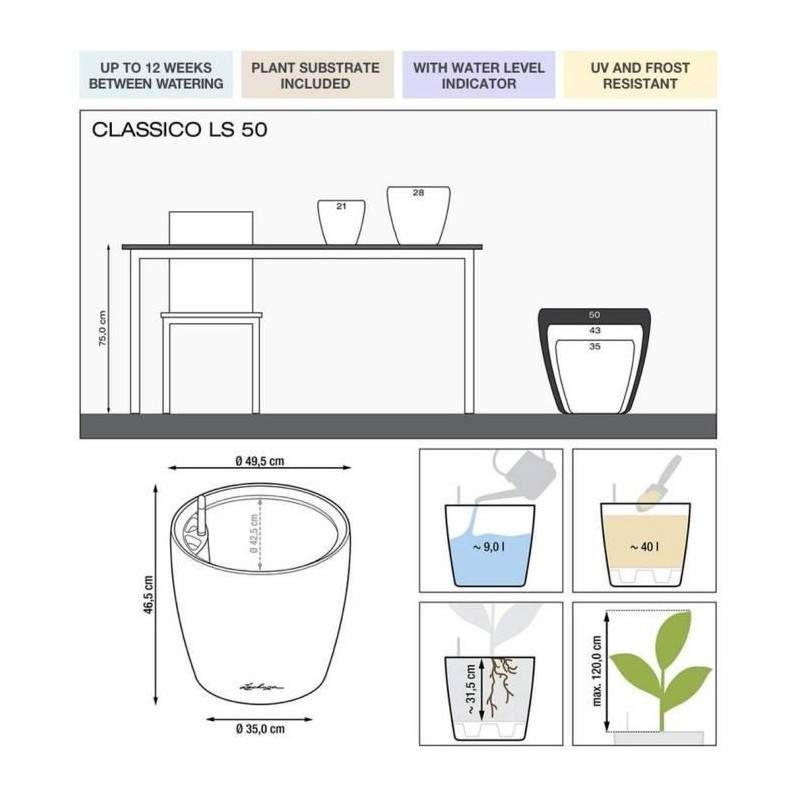 Lechuza - Pot De Fleur Lechuza Classico Premium Ls 50 - Kit Complet, Taupe Brillant - Image 2