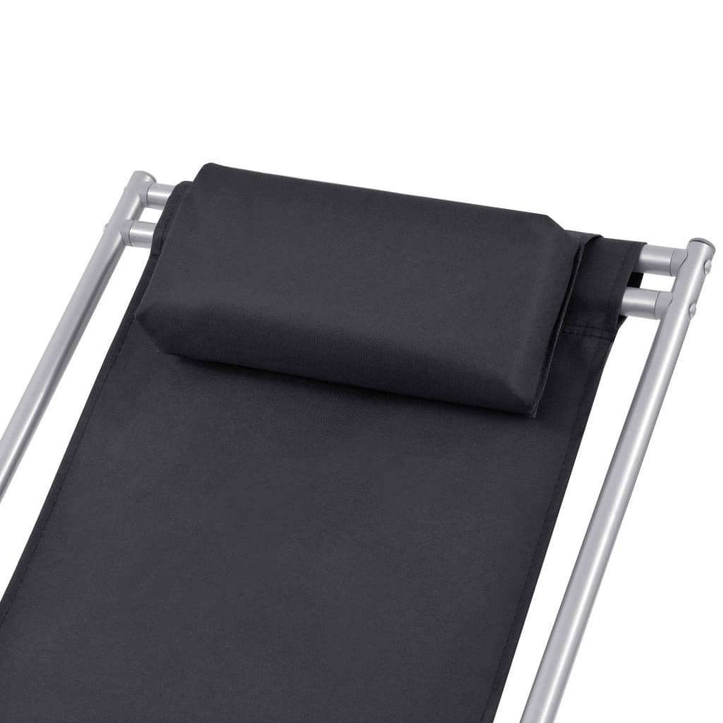 Helloshop26 - Lot de deux chaises inclinables de terrasse acier noir - Image 4