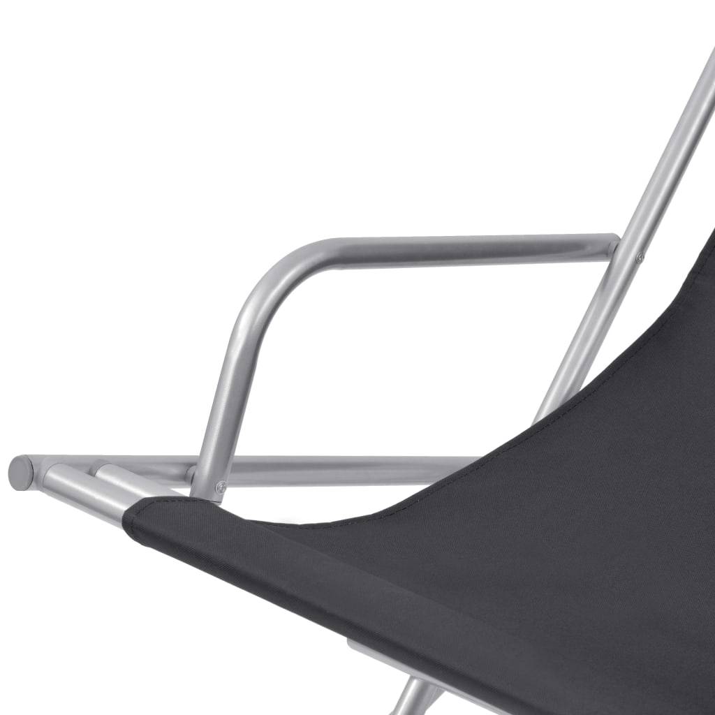 Helloshop26 - Lot de deux chaises inclinables de terrasse acier noir - Image 5