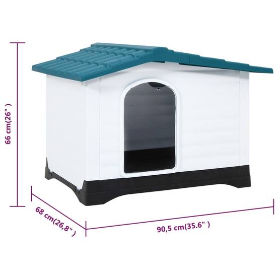 Grande niche pour chien polypropylène plancher surélevé Bleu 90.5x68cm – ComfortXL Pet Living - Image 8