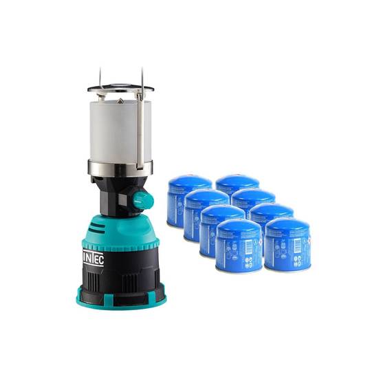 Lampe à gaz 450W Piezo Coque ABS + 8 cartouches de gaz 190gr Butane INTEC - Image 1