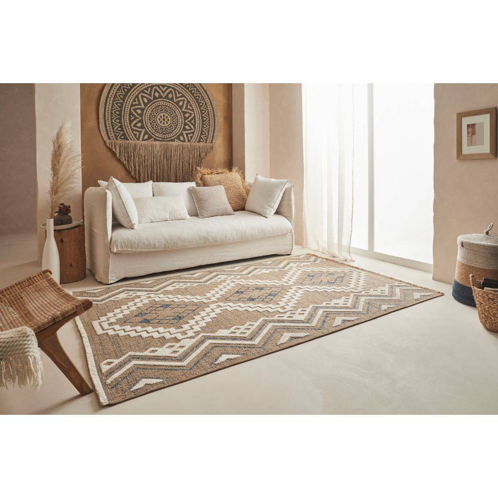 Jardindeco - Tapis intérieur extérieur aspect jute bleu Tijuana 9054 180 x 67 cm - Image 2
