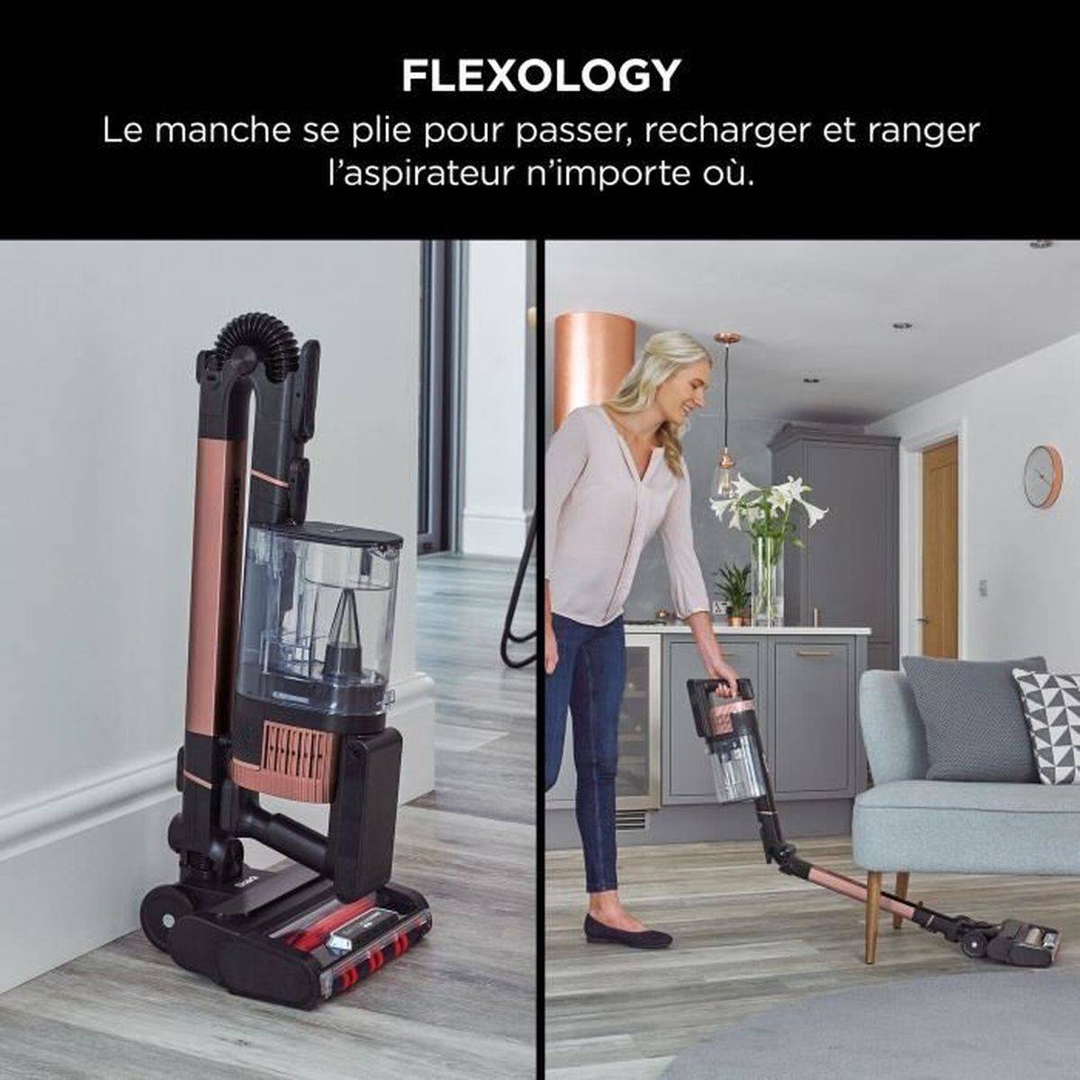 Aspirateur balai sans fil 2 en 1 Stratos IZ400EU, technologie DuoClean et PowerFins Plus, noir et rose - SHARK - Image 3