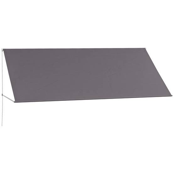 Store banne manuel auvent rétractable Inclinaison réglable 300 x 120 cm protection UV aluminium polyester gris foncé - Image 2
