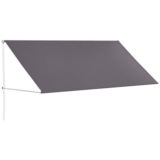 Store banne manuel auvent rétractable Inclinaison réglable 300 x 120 cm protection UV aluminium polyester gris foncé - Image 1