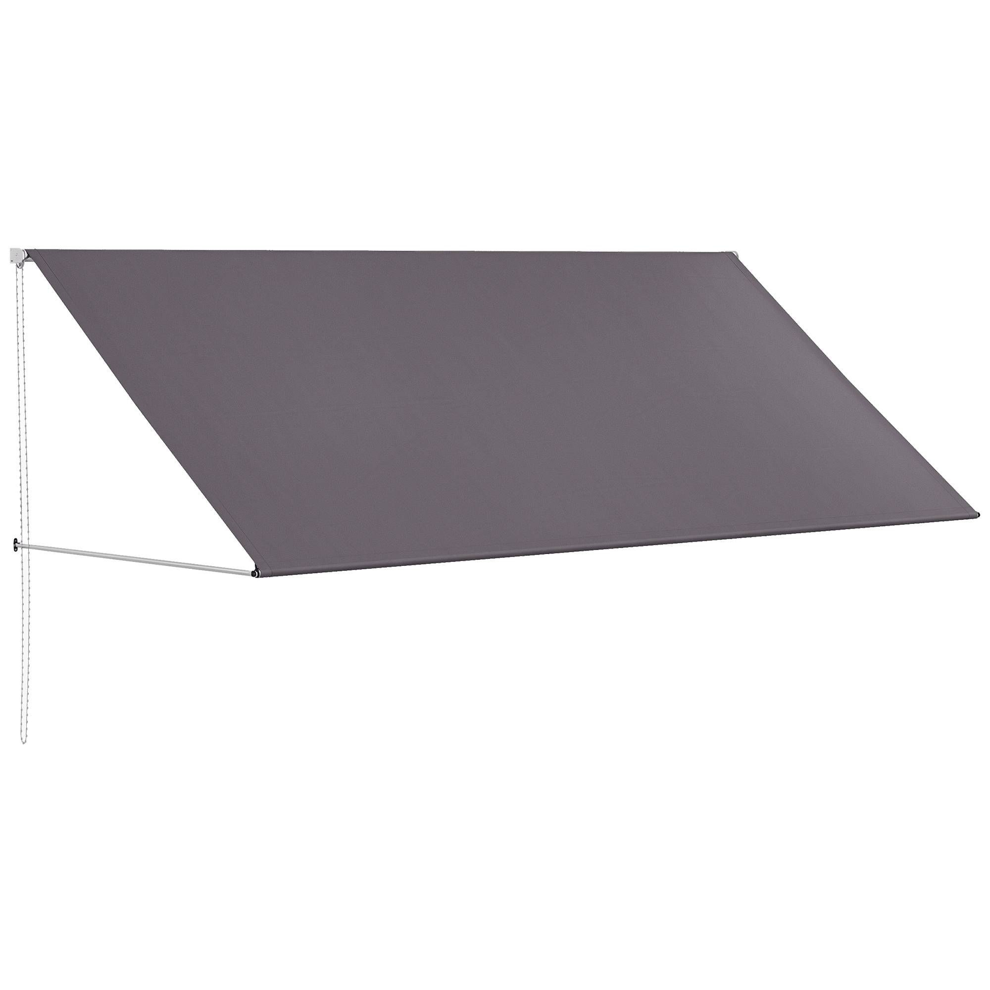 Store banne manuel auvent rétractable Inclinaison réglable 300 x 120 cm protection UV aluminium polyester gris foncé - Image 1