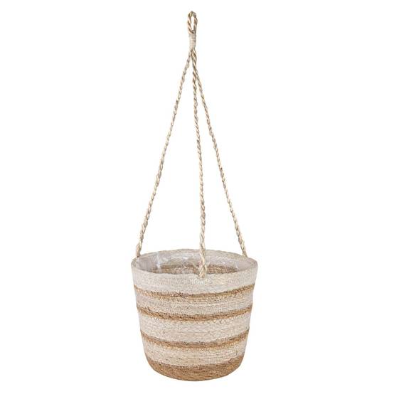 Paniers à plantes herbe de mer naturel blanc et beige 26 x 26 x 19 cm, Poids:0.95kg - PANGIVO - Image 3