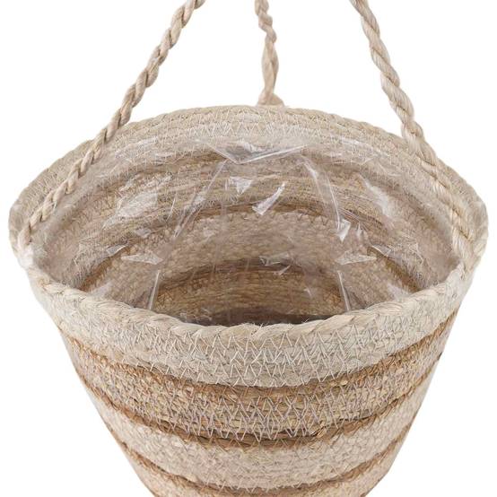 Paniers à plantes herbe de mer naturel blanc et beige 26 x 26 x 19 cm, Poids:0.95kg - PANGIVO - Image 5
