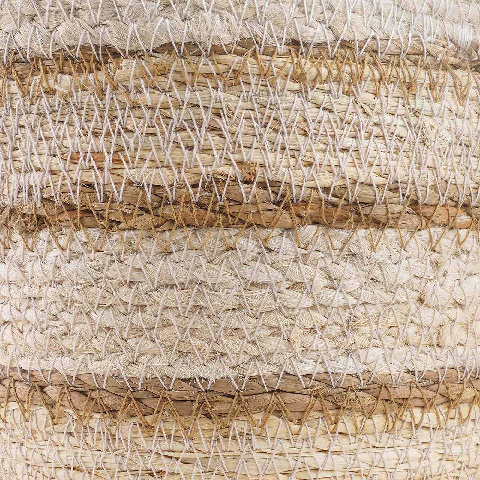 Paniers à plantes herbe de mer naturel blanc et beige 26 x 26 x 19 cm, Poids:0.95kg - PANGIVO - Image 6