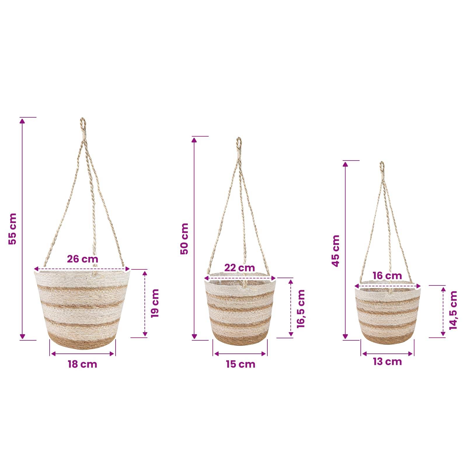 Paniers à plantes herbe de mer naturel blanc et beige 26 x 26 x 19 cm, Poids:0.95kg - PANGIVO - Image 7