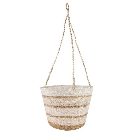Paniers à plantes herbe de mer naturel blanc et beige 26 x 26 x 19 cm, Poids:0.95kg - PANGIVO - Image 2