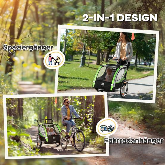 Remorque de vélo acier vert 142 x 75 x 101 cm - PANGIVO - Image 6