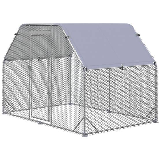 Poulailler avec couvercle pour 4 à 6 poules en acier, 280 x 190 x 195 cm - Image 2