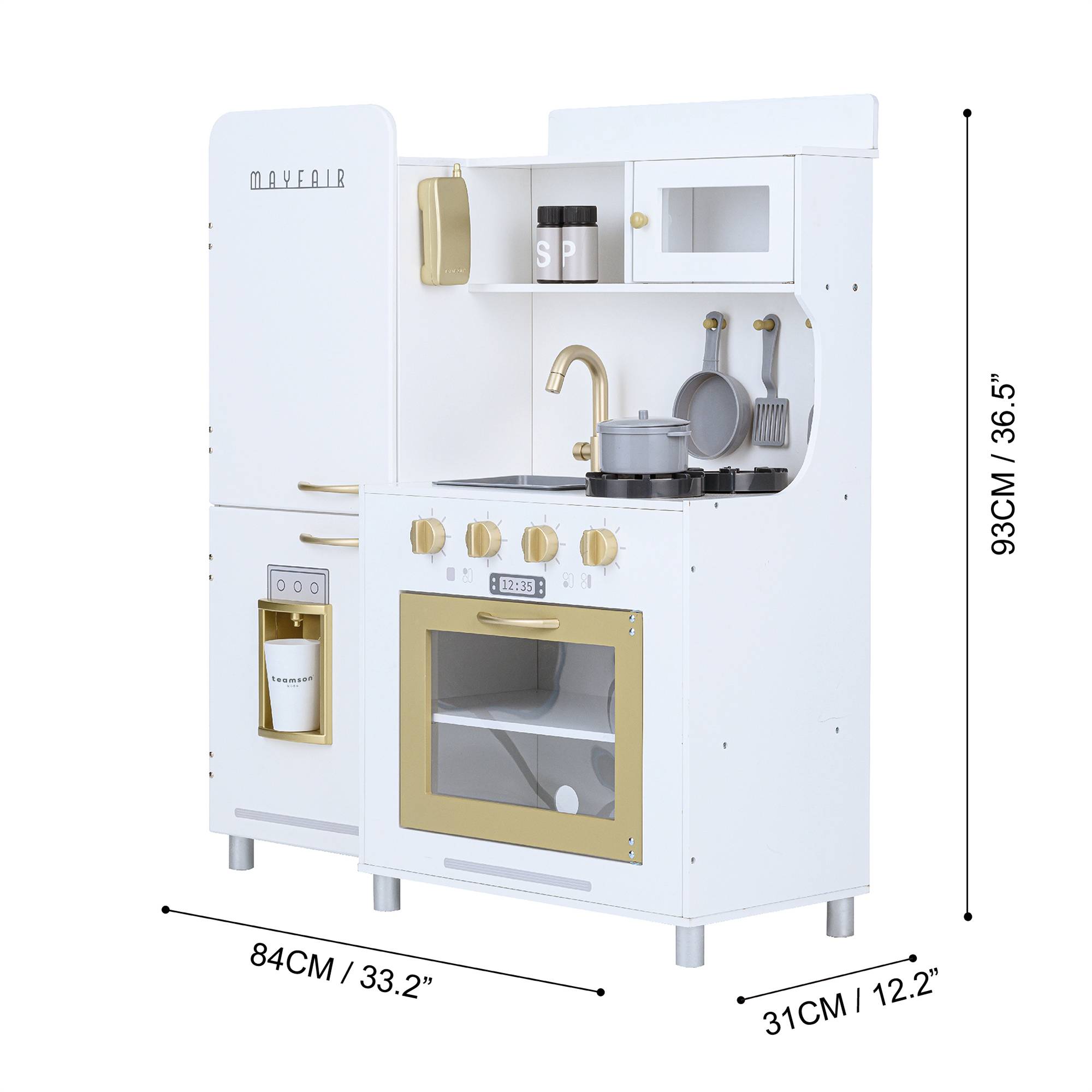 Cuisine en bois pour enfants 92.7cm, Blanc Teamson Kids - Image 2