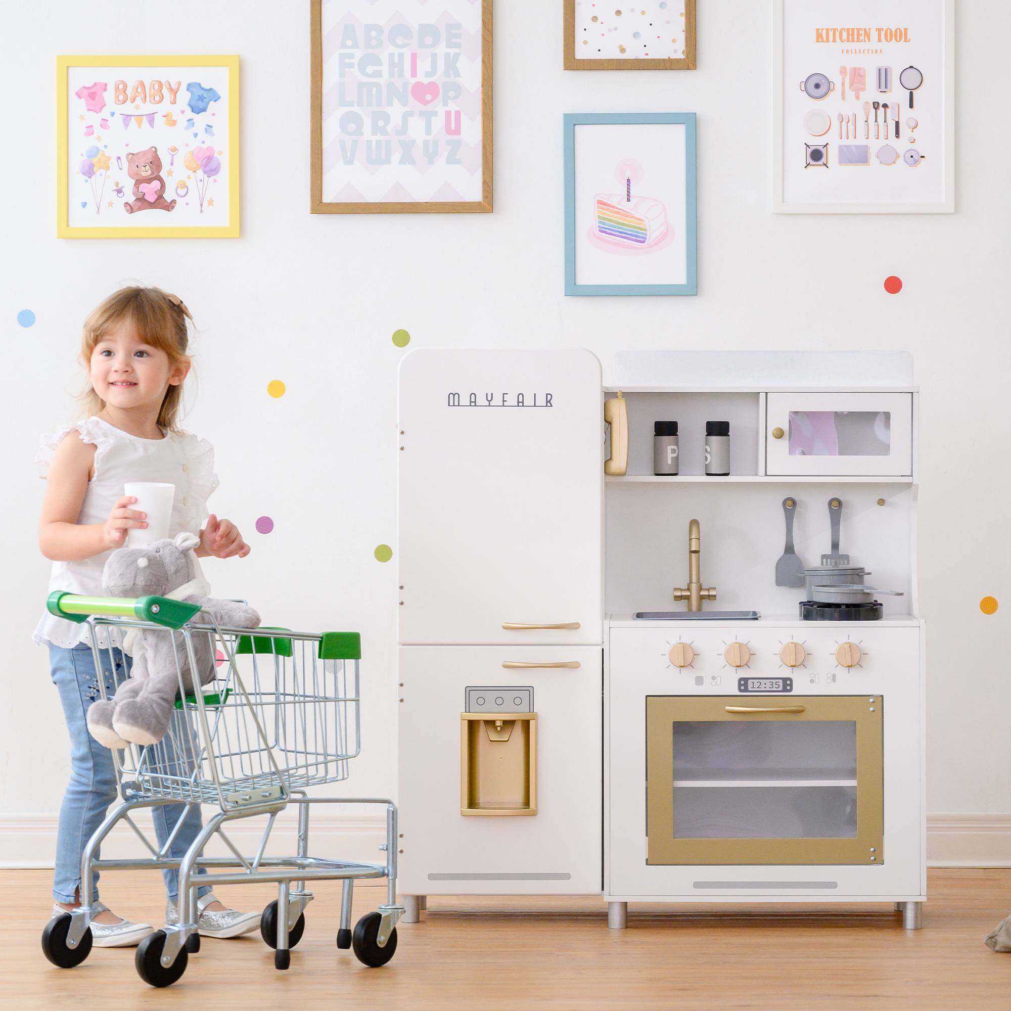 Cuisine en bois pour enfants 92.7cm, Blanc Teamson Kids - Image 3