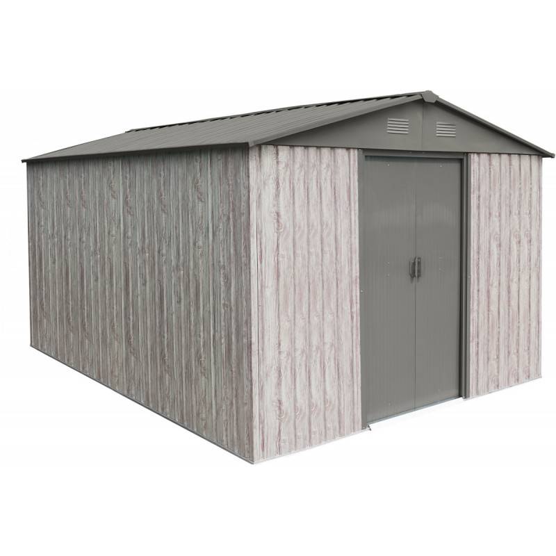 X-Metal - Abri de jardin 9,12 m² acier galvanisé beige double porte kit ancrage X-Metal WoodTouch - Image 2