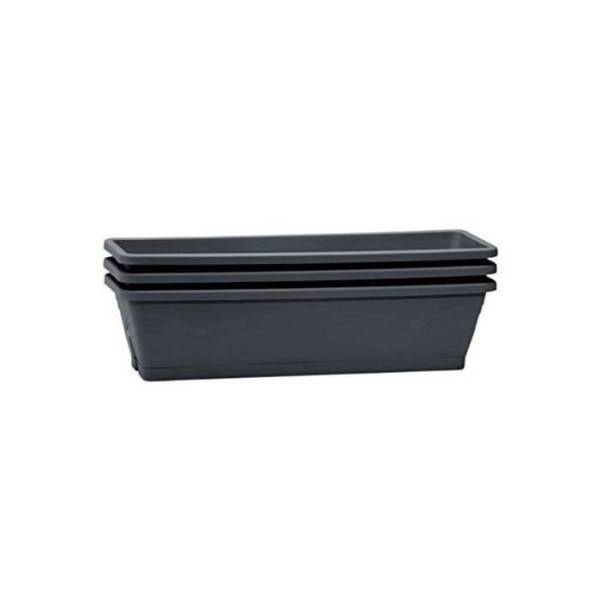 EDA Plastiques - Eda Lot De 3 Jardinieres Balcon Symphonie - 3 X 6 L - 50 X 15 X 12 Cm - Gris Anthracite - Image 2