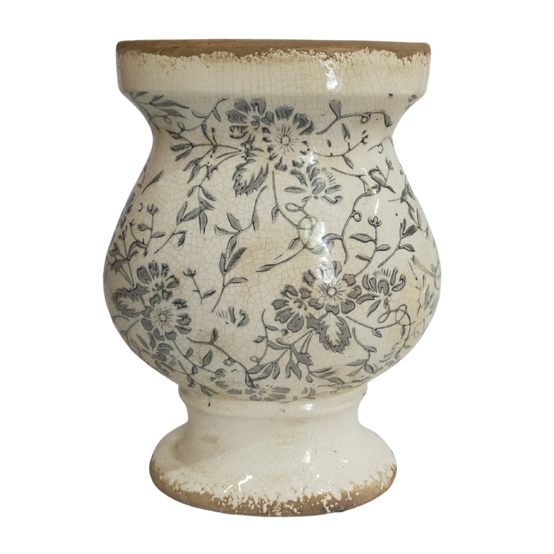Vase décoratif en céramique beige et gris 25 x 14.5 x 33 cm Chemin de campagne